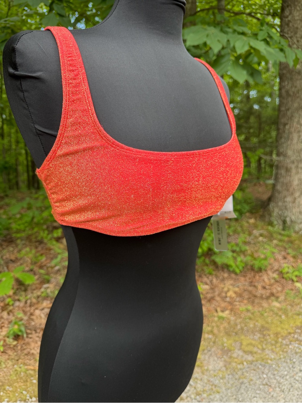 Women’s Sparkle Red Orange Bikini Top